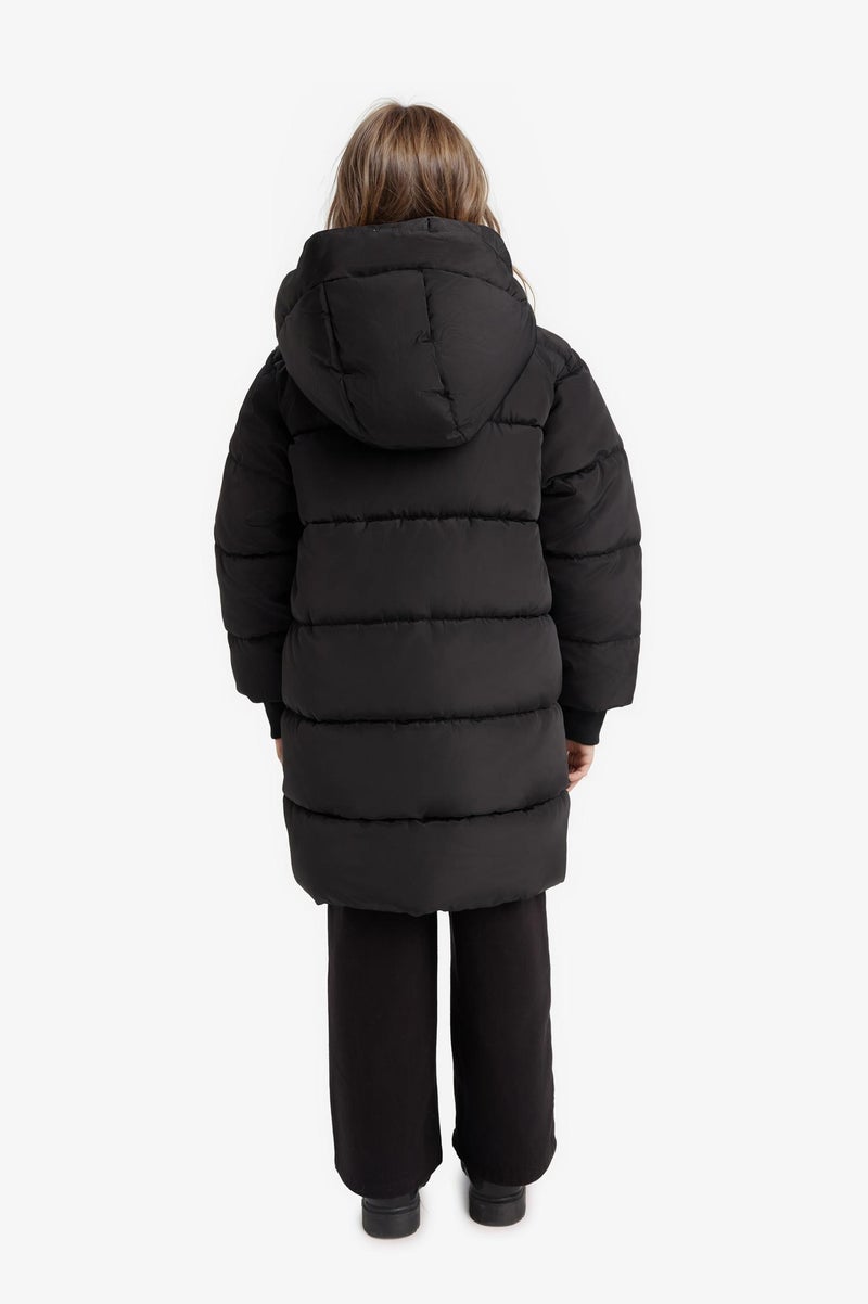 DeFacto Black Girl Girl Hooded Zippered Waterproof Puffer Jacket Casual - Image 4