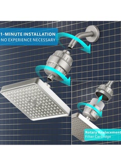 ABJ 25-Stage High-Pressure Showerhead & Filter Combo – 6-Inch Detachable Showerhead, 5 Spray Modes, Adjustable Angle, Water Softener for Hard Water, Removes Chlorine & Fluoride (Chrome)  - Image 3
