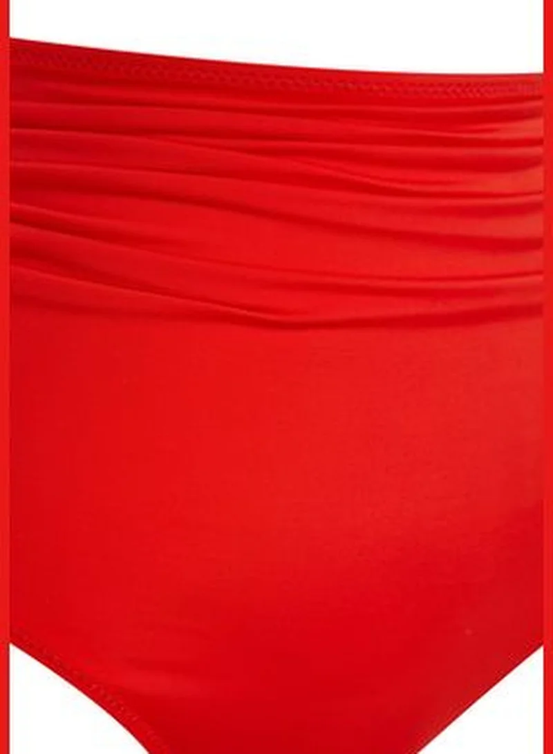 trendyol Red Smooth High Waist Bikini Bottom TBESS20BA0018