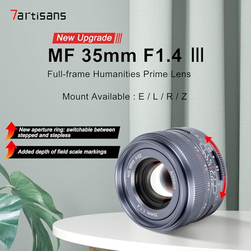 7artisans 35mm F1.4 Mark Ⅲ Full Frame Manual Focus Prime Lens Large Aperture Compatible with L Mount Mirrorless Camera(Titanium Gray) - Image 2