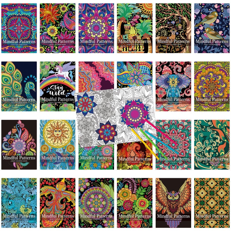 Liliful 24 Pcs Mindful Coloring Book Bulk for Adult DIY Art Stress Relief Drawing Book with Relaxing Mindfulness Patterns for Adults Party Favors Goodie Bag Filler and Holiday Gifts - Image 2