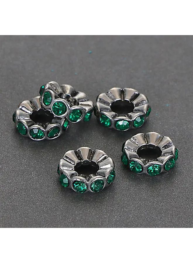 July Greenish Gold Antique Silver CZ Crystal Spacer Beads 5Pcs 4x13mm Round for Jewelry Making - Image 1