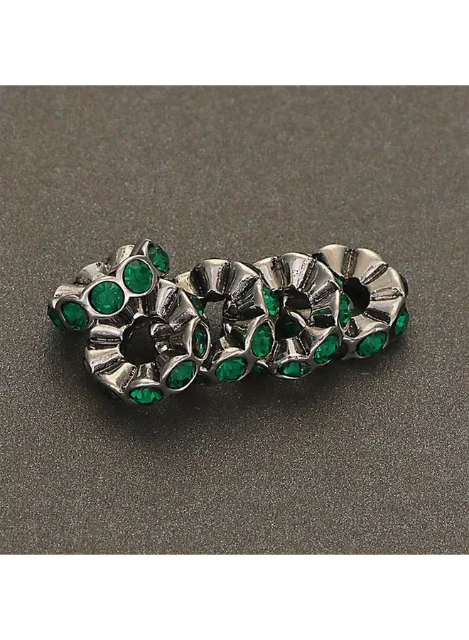 July Greenish Gold Antique Silver CZ Crystal Spacer Beads 5Pcs 4x13mm Round for Jewelry Making - Image 2