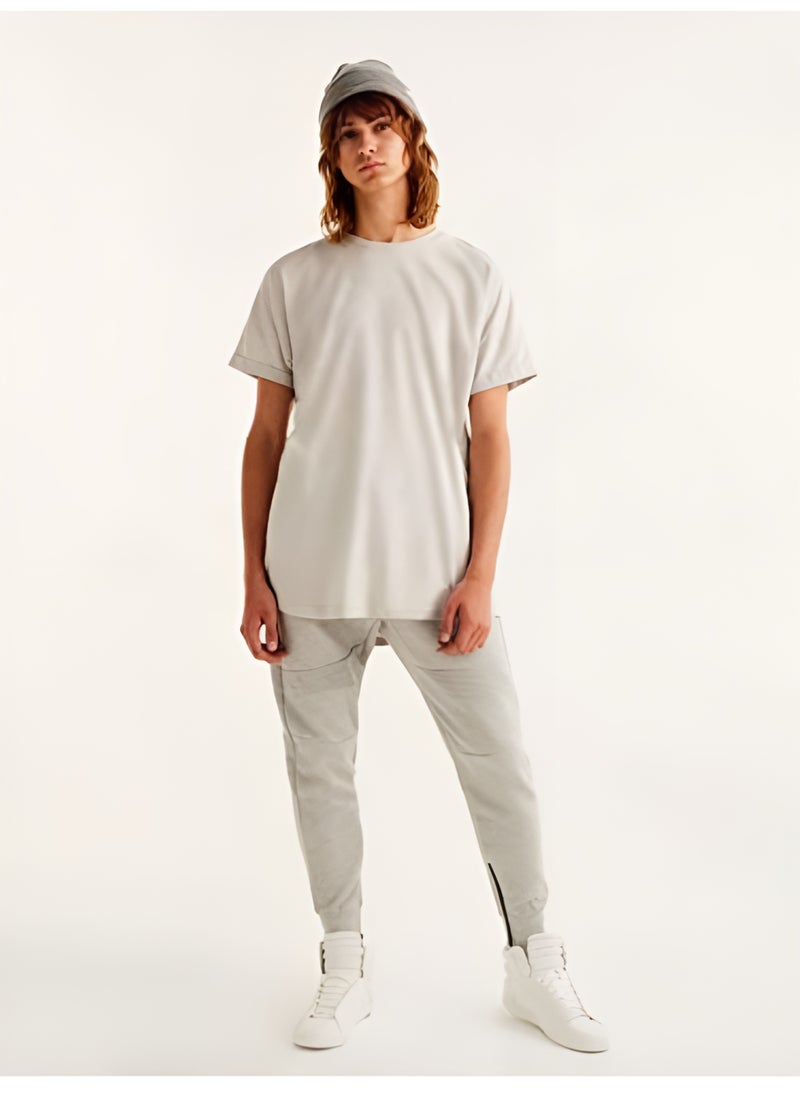 LOUD UNIVERSE Men’s Heather Grey Jogging Trousers – Ribbed Cuffs, Zip Pockets, Slim Fit Sweatpants for Workout, Running Or Casual Wear  - Image 1