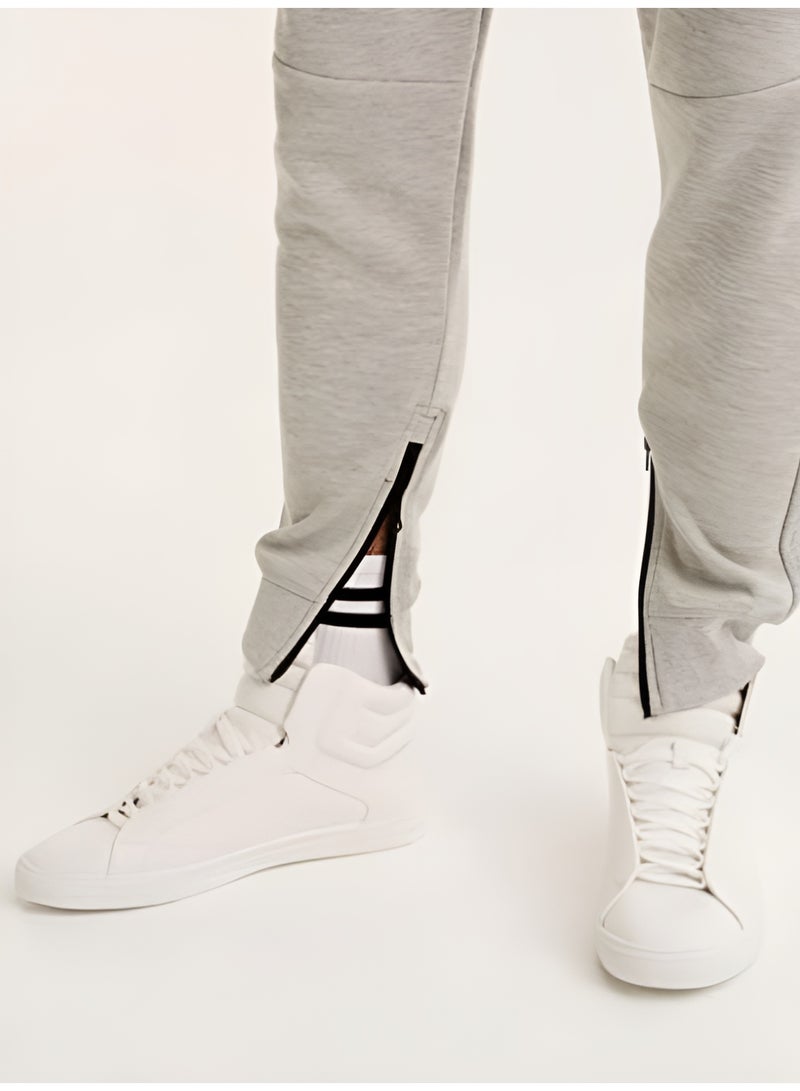 LOUD UNIVERSE Men’s Heather Grey Jogging Trousers – Ribbed Cuffs, Zip Pockets, Slim Fit Sweatpants for Workout, Running Or Casual Wear - Image 3