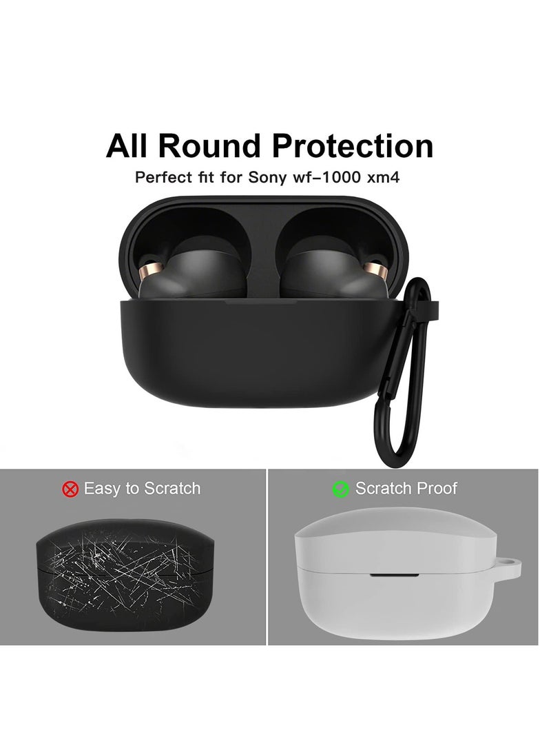 غطاء سماعات KASTWAVE لسوني WF1000XM4 مع خطاف و حزام يد سيليكون شامل الحماية مضاد للصدمات ومضاد للزلق ومضاد للبصمات - عبوة من 2 (أسود + أبيض) - Image 4