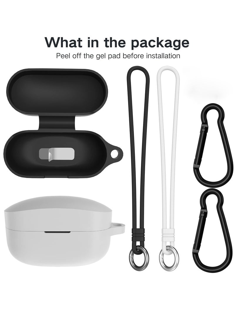 غطاء سماعات KASTWAVE لسوني WF1000XM4 مع خطاف و حزام يد سيليكون شامل الحماية مضاد للصدمات ومضاد للزلق ومضاد للبصمات - عبوة من 2 (أسود + أبيض) - Image 2