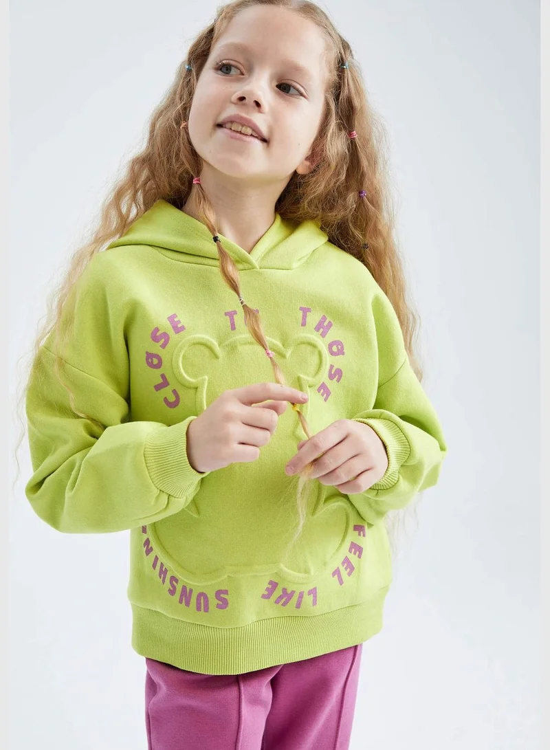 DeFacto Girl Hooded Long Sleeve Knitted Sweatshirt