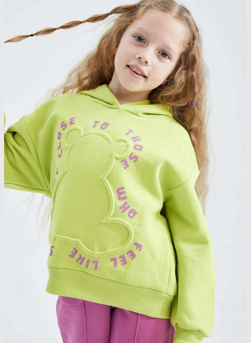 DeFacto Girl Hooded Long Sleeve Knitted Sweatshirt