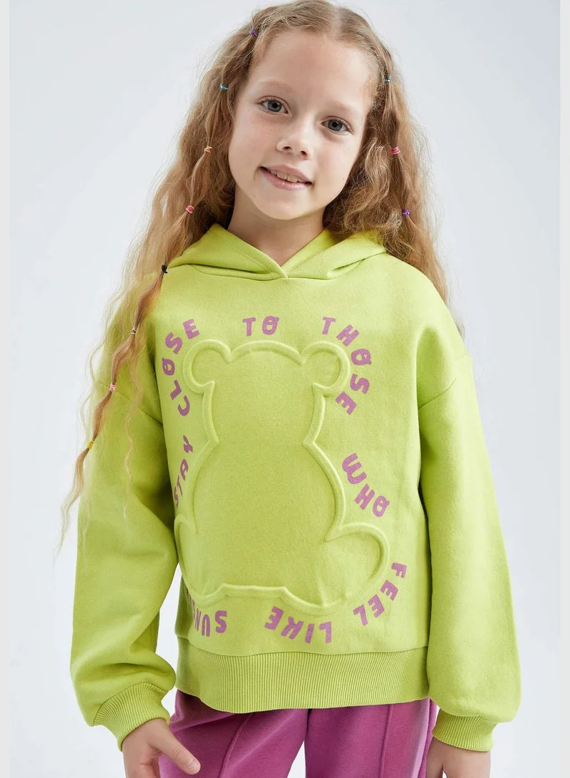 DeFacto Girl Hooded Long Sleeve Knitted Sweatshirt