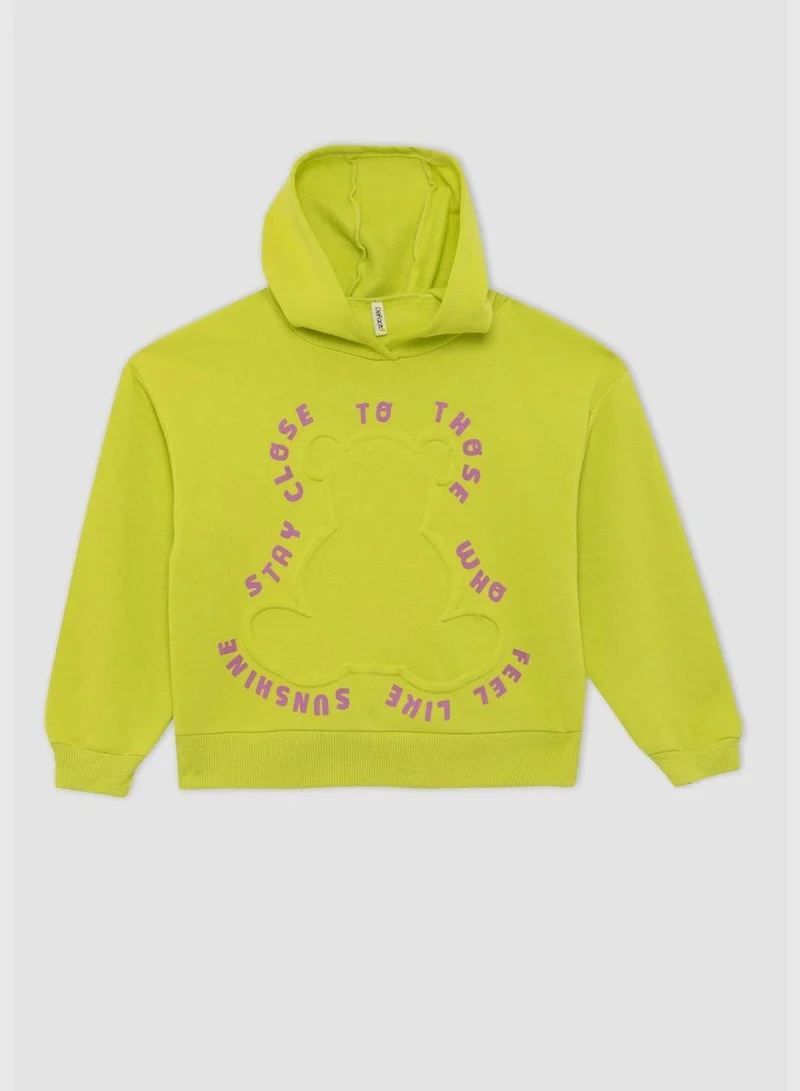 DeFacto Girl Hooded Long Sleeve Knitted Sweatshirt