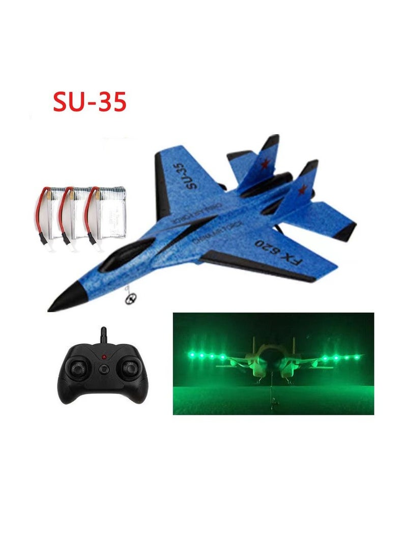 AROAQ DIY RC Plane Toy 620 blue 3 battery Remote Control Airplane DIY Fixed Wing Aircraft  - Image 1