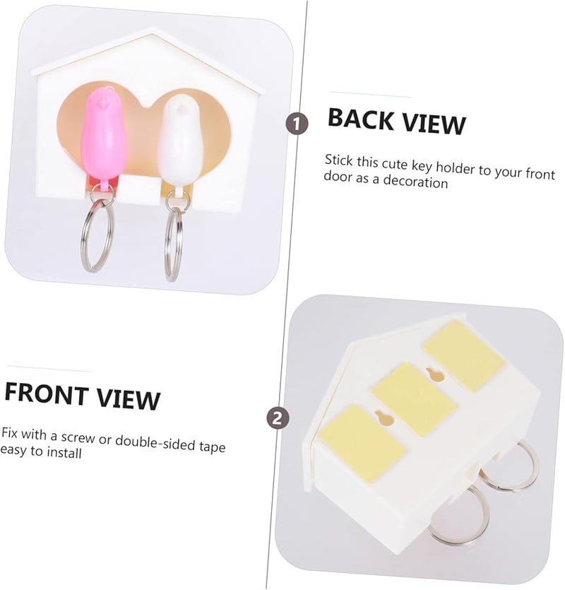 Bird Key Holder Wall Mount With Whistle Decorative Keychain Organizer Random Color - Image 3