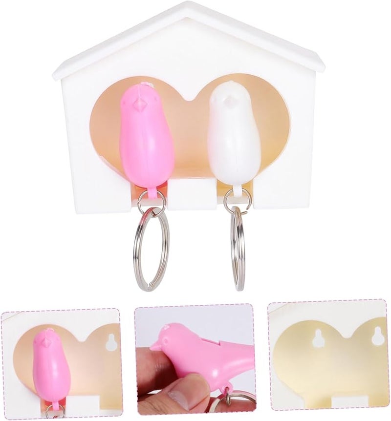 Bird Key Holder Wall Mount With Whistle Decorative Keychain Organizer Random Color - Image 4