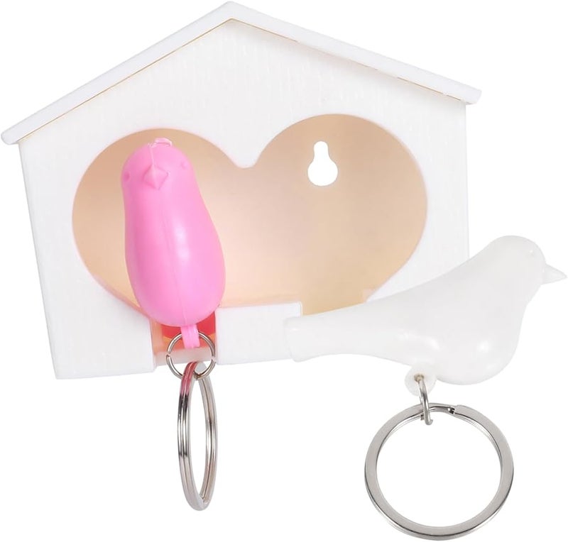 Bird Key Holder Wall Mount With Whistle Decorative Keychain Organizer Random Color - Image 1