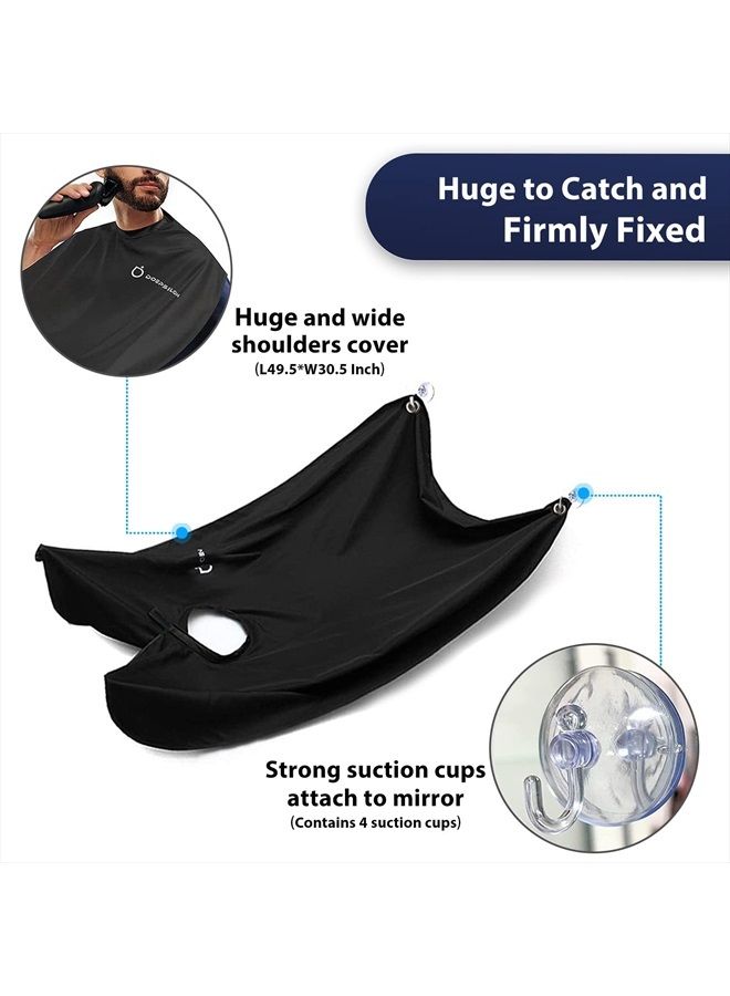 DOEPSILON Beard Bib Apron, Beard Hair Clippings Catcher for Shaving and Trimming, Men's Shaving Beard Catcher, Non-Stick Beard Shave Cape, with 4 Strong Suction Cups, Grooming Gifts for Men - Black - Image 4