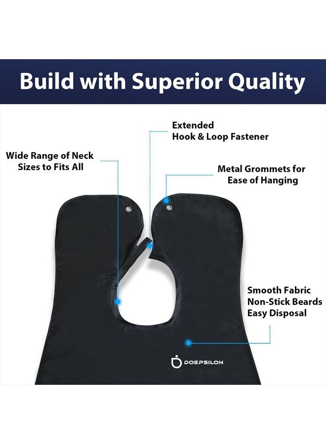 DOEPSILON Beard Bib Apron, Beard Hair Clippings Catcher for Shaving and Trimming, Men's Shaving Beard Catcher, Non-Stick Beard Shave Cape, with 4 Strong Suction Cups, Grooming Gifts for Men - Black - Image 3