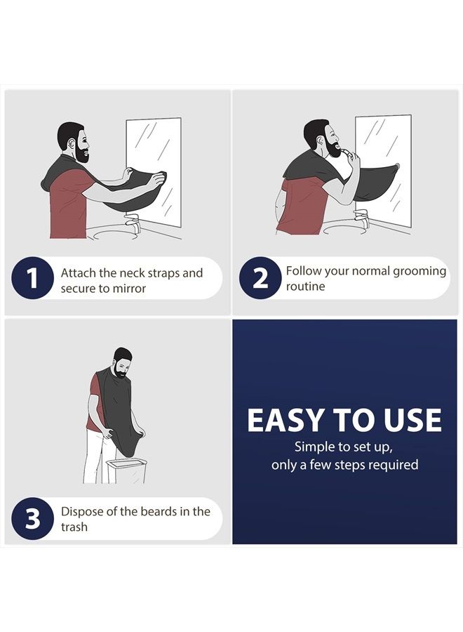 DOEPSILON Beard Bib Apron, Beard Hair Clippings Catcher for Shaving and Trimming, Men's Shaving Beard Catcher, Non-Stick Beard Shave Cape, with 4 Strong Suction Cups, Grooming Gifts for Men - Black - Image 5