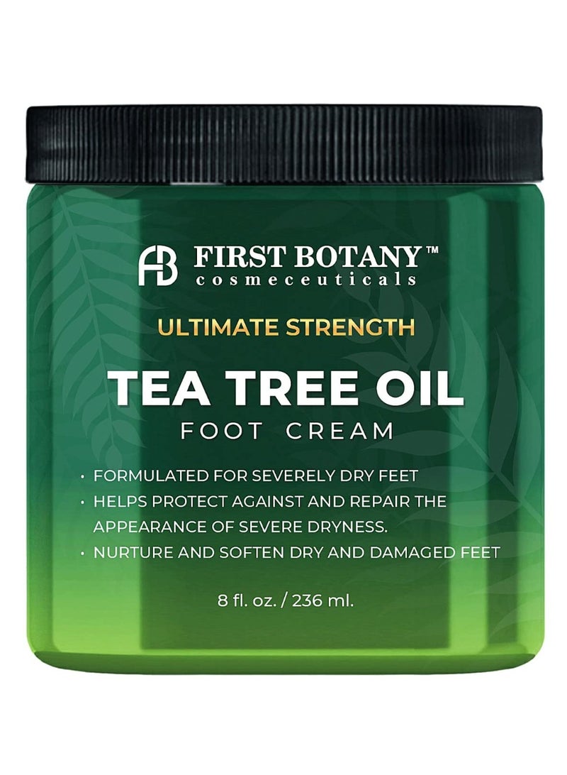 First Botany, Athletes Foot Cream with Tea Tree Oil, Aloe & Spearmint - Hydrates, Softens & Conditions Dry Cracked Feet, Heel and Calluses- Helps Soothe Irritated Skin - 8 oz - Image 1