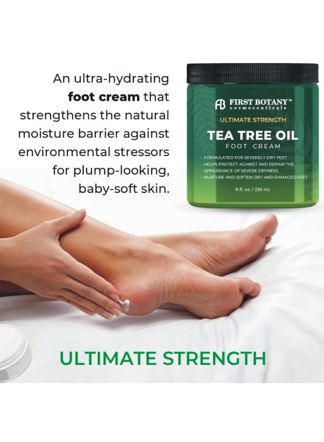 First Botany, Athletes Foot Cream with Tea Tree Oil, Aloe & Spearmint - Hydrates, Softens & Conditions Dry Cracked Feet, Heel and Calluses- Helps Soothe Irritated Skin - 8 oz - Image 2