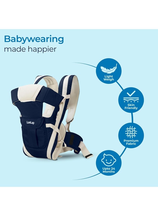 Luvlap Elegant Baby Carrier with 4 Carry Positions, Baby Carrier for 4 to 24 Months Baby, Adjustable New-Born to Toddler Carrier with Cushioned Leg Support, Max Weight Up to 15 Kgs (Navy Blue) - Image 5