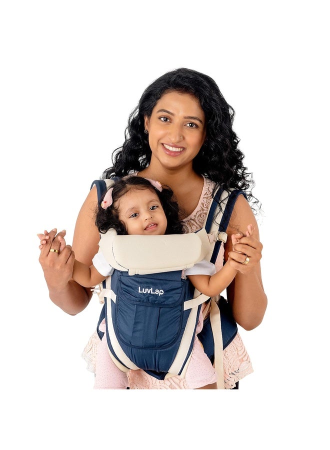 Luvlap Elegant Baby Carrier with 4 Carry Positions, Baby Carrier for 4 to 24 Months Baby, Adjustable New-Born to Toddler Carrier with Cushioned Leg Support, Max Weight Up to 15 Kgs (Navy Blue) - Image 1