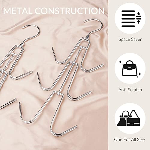 ZEDODIER Purse Hanger Organizer for Closet, Hanging Bag Holder, Keeping Purses Visible and in Good Condition, Metal Handbag Storage Hook Backpack Rack Space Saving Hanger, Silver - Image 4