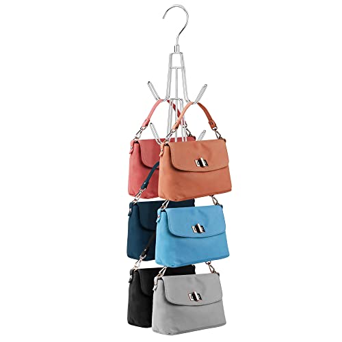 ZEDODIER Purse Hanger Organizer for Closet, Hanging Bag Holder, Keeping Purses Visible and in Good Condition, Metal Handbag Storage Hook Backpack Rack Space Saving Hanger, Silver - Image 1
