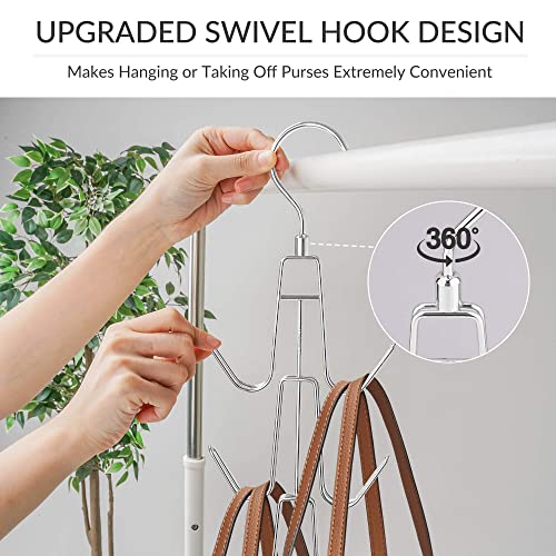 ZEDODIER Purse Hanger Organizer for Closet, Hanging Bag Holder, Keeping Purses Visible and in Good Condition, Metal Handbag Storage Hook Backpack Rack Space Saving Hanger, Silver - Image 3