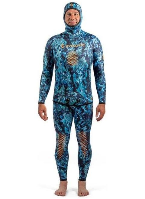 DYNAMIC NORD SFS-3 FREE DIVE SUIT 3MM HOODED JACKET + PANT CAMO/BLUE