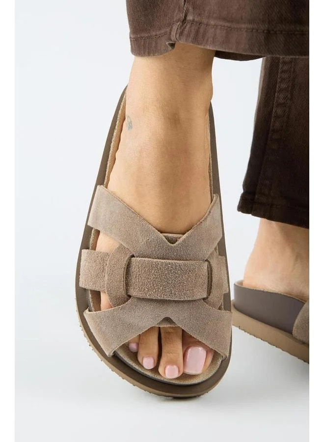 Bartolo Women's Genuine Leather Cage-Patterned Vizon Slippers.