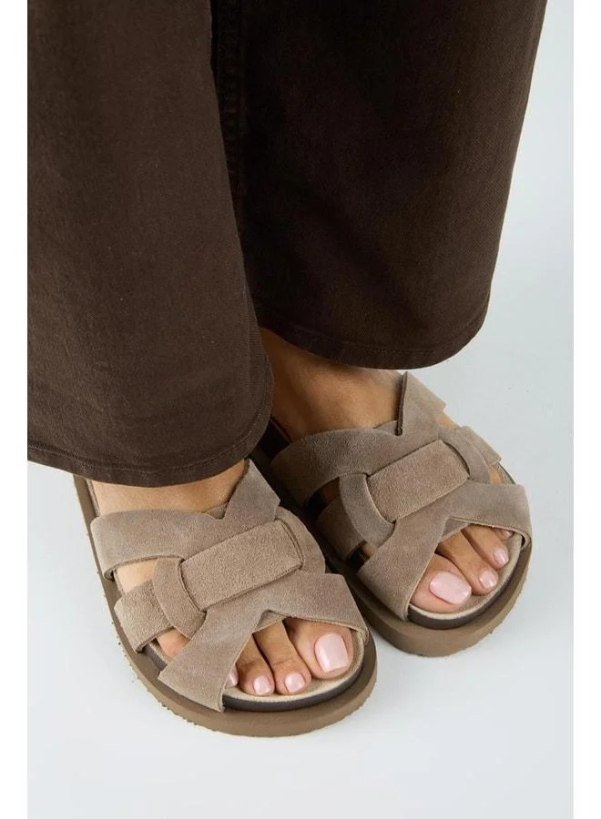 Manijero  Bartolo Women's Genuine Leather Cage-Patterned Vizon Slippers. for Women | Best Price UAE