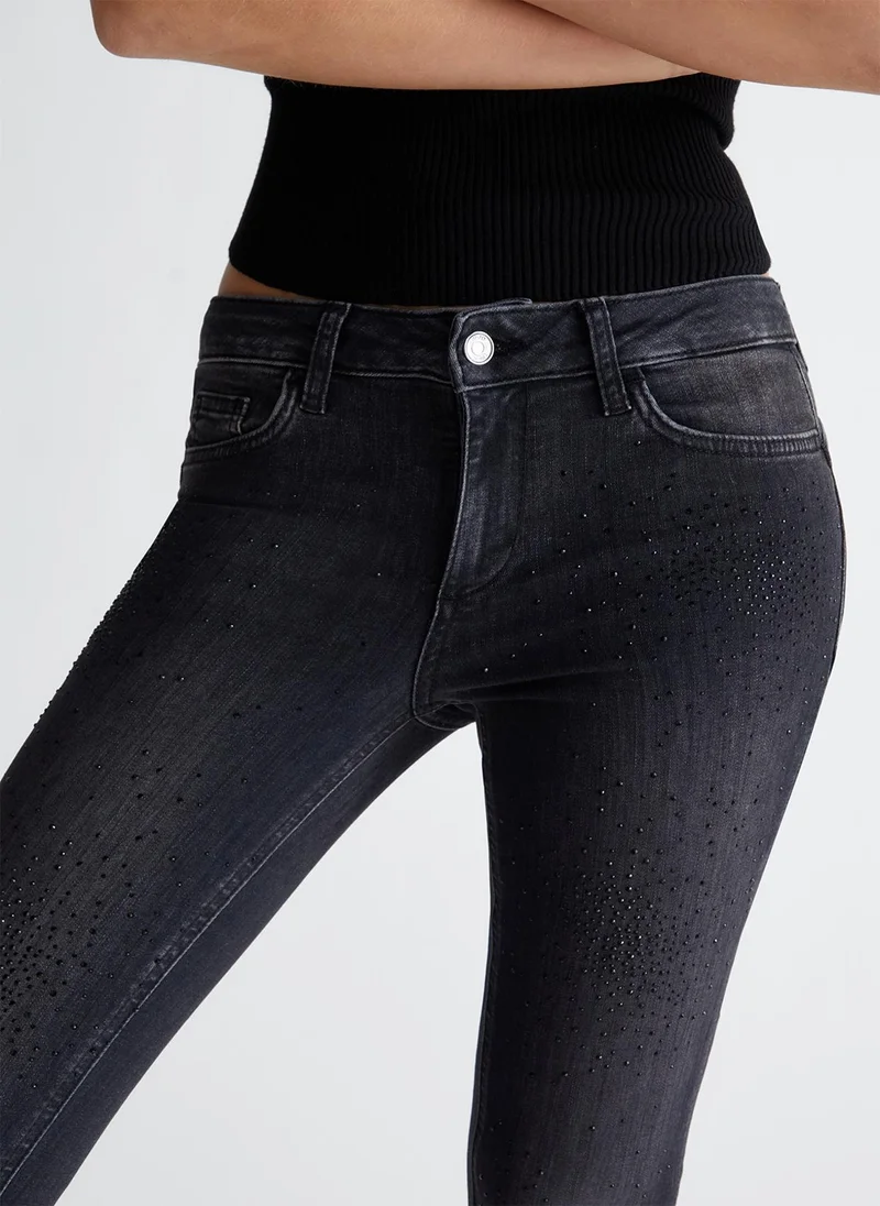 Liu Jo Bottom Up skinny jeans with gemstones