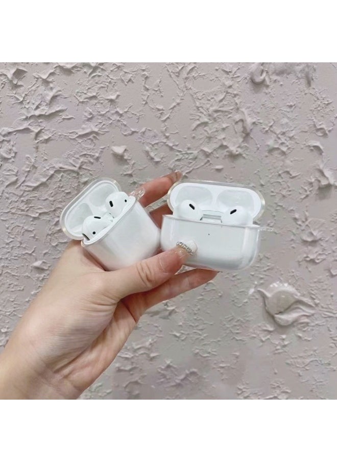 Generic - For AirPods Bluetooth Apple Headset Protective Cover Transparent High Transparent Soft Shell Pro Earphone Case Protective Shell Soft Adhesive-Color:Transparent Earphone Case (without Ornaments)-Applicable Model:airpods 4 - Image 1