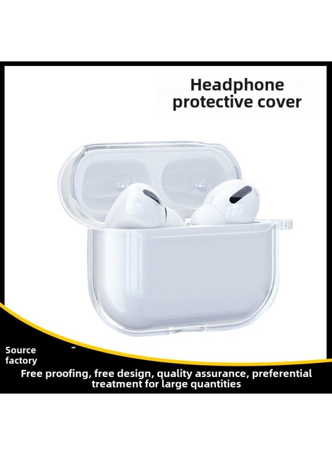 Generic - For AirPods Bluetooth Apple Headset Protective Cover Transparent High Transparent Soft Shell Pro Earphone Case Protective Shell Soft Adhesive-Color:Transparent Earphone Case (without Ornaments)-Applicable Model:airpods 4 - Image 1