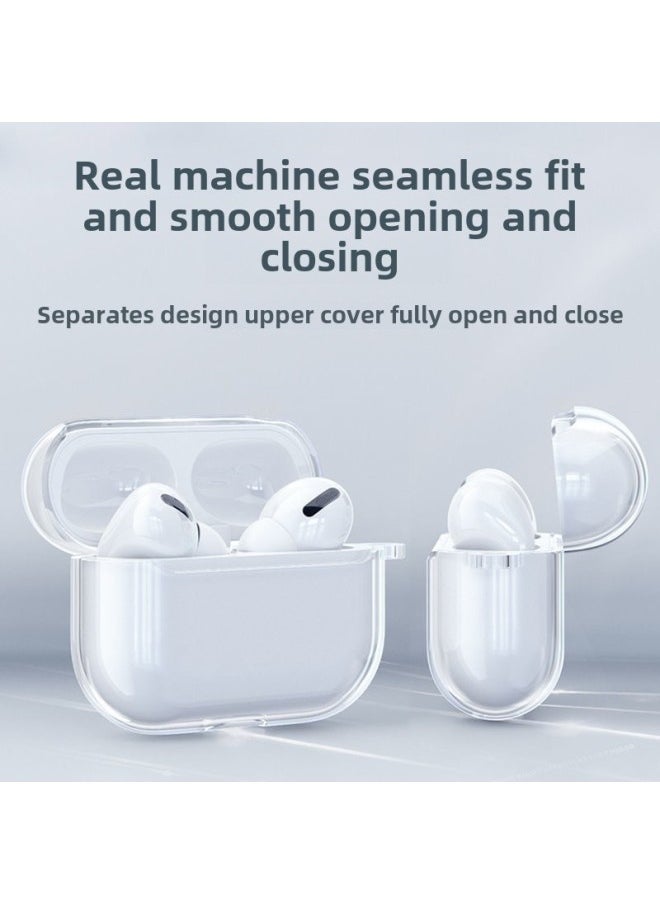 Generic - For AirPods Bluetooth Apple Headset Protective Cover Transparent High Transparent Soft Shell Pro Earphone Case Protective Shell Soft Adhesive-Color:Transparent Earphone Case (without Ornaments)-Applicable Model:airpods 4 - Image 1