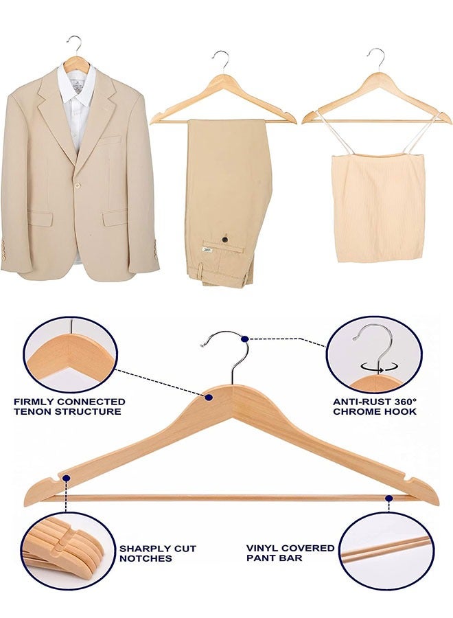 Loquat Wooden Hangers,Suit Coat Hangers 360°Swivel Clothes Hanger Solid Wood Coat Hangers with Non Slip Pant Bar  Notches Space Save(20 Pack) - Image 4