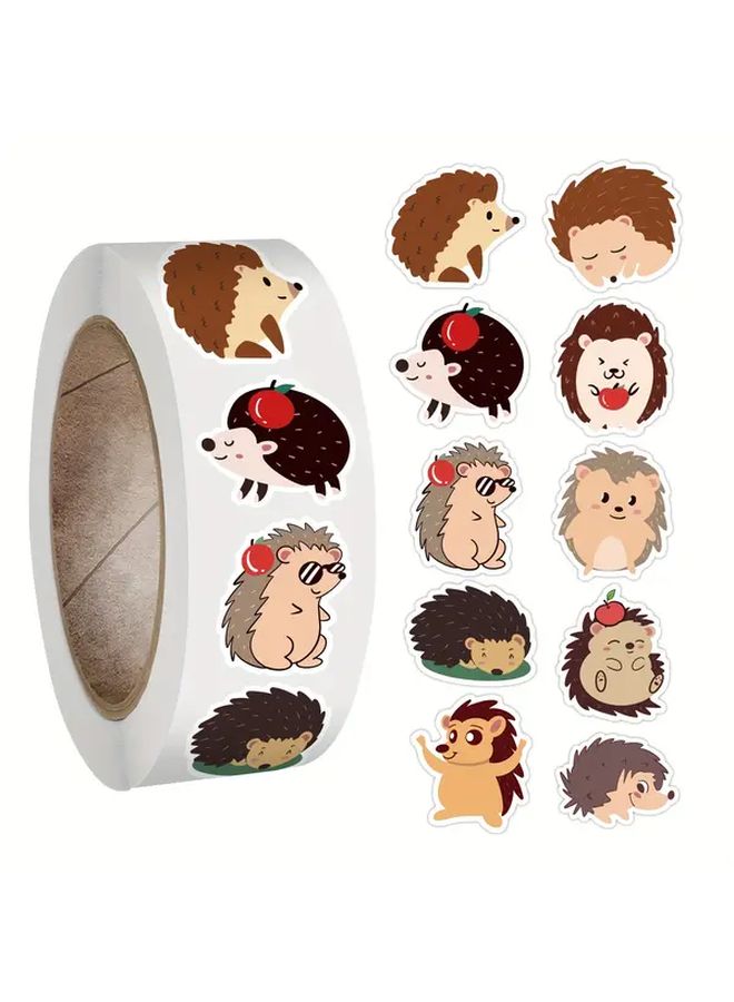 Hedgehog Stickers Roll 500pcs Birthday Party Decor Favor Supplies - Image 1