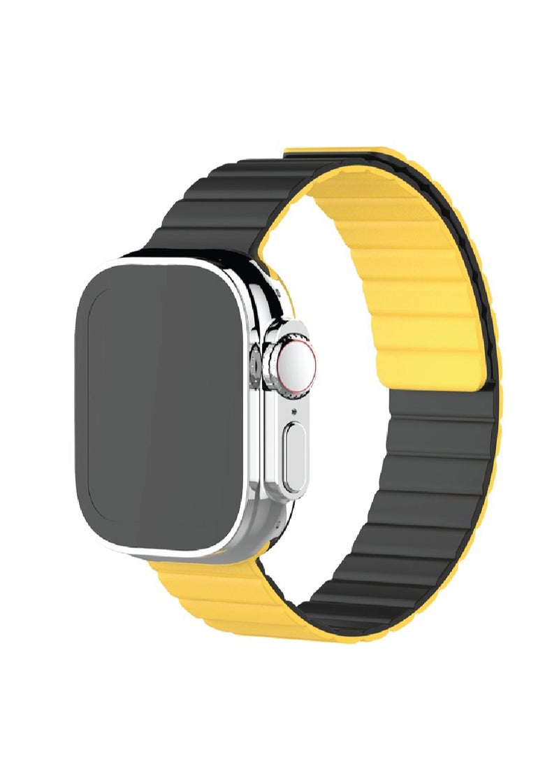 Moxedo Moxedo Dual-Color Magnetic Watch Band Compatible with Apple Watch Series Ultra 2/9/8 Ultra /8/7/6/5/4/3/SE 44/45/49mm (Black/Yellow) 