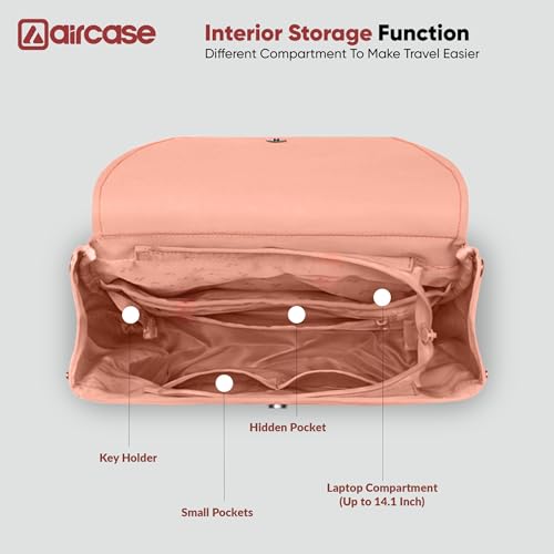 AirCase Canvas Laptop Backpack for Women with Multiple Pockets, Padded Straps, 13L Capacity, Lightweight, Water-Resistant Bag for Travel, College, Office Use, Supports Laptops Up to 14.1 Inch (Pink) - Image 5