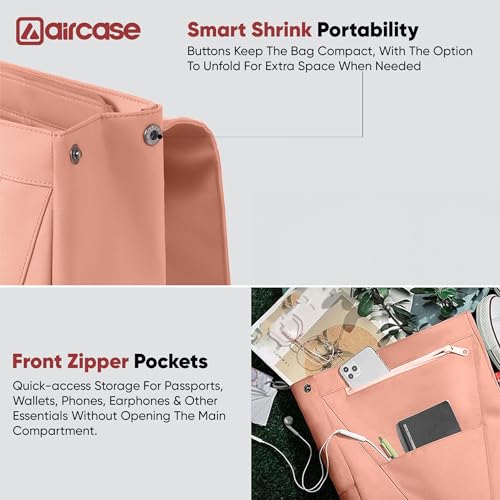 AirCase Canvas Laptop Backpack for Women with Multiple Pockets, Padded Straps, 13L Capacity, Lightweight, Water-Resistant Bag for Travel, College, Office Use, Supports Laptops Up to 14.1 Inch (Pink) - Image 3
