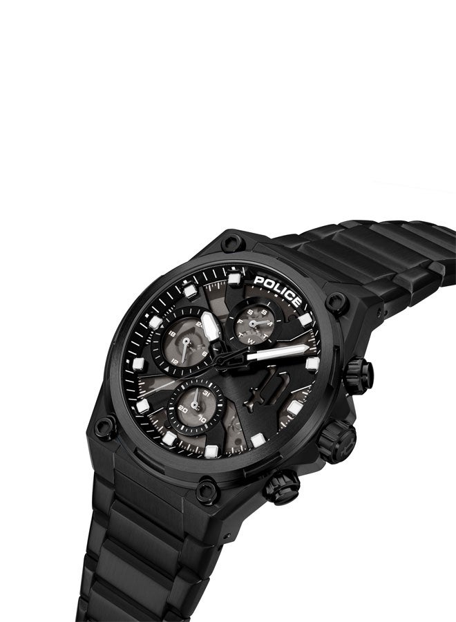 POLICE Men 43mm Multifunction Watch with Hydraulic Black Plate, Charcoal Translucent Dial & 316L Stainless Steel Bracelet - Image 2