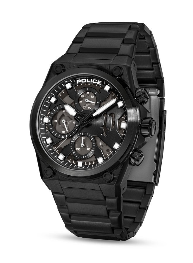 POLICE Men 43mm Multifunction Watch with Hydraulic Black Plate, Charcoal Translucent Dial & 316L Stainless Steel Bracelet - Image 5