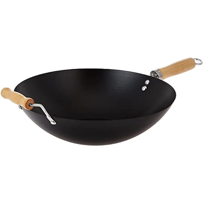 برستيج مقلاة ووك غير لاصقة مقاس 35 سم مع مقبض خشبي، لون أسود Pr42251 - Image 1