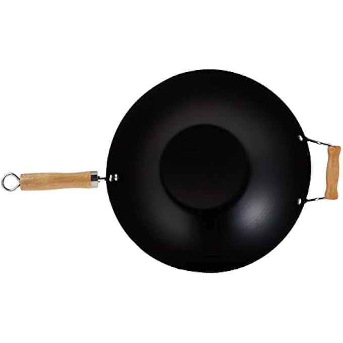 برستيج مقلاة ووك غير لاصقة مقاس 35 سم مع مقبض خشبي، لون أسود Pr42251 - Image 3