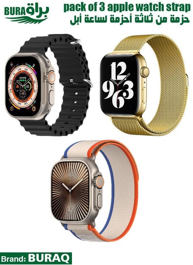 BURAQ - Apple Watch Band Strap For Apple Watch Ultra 2/Ultra 49mm, Series 10 46mm, 9/8/7 45mm, SE2/SE/6/5/4 44mm, 3/2/1 42mm - Image 1