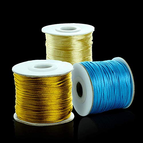 DIY Crafts Pack of 1 Roll, Color: Colorful, 80yards/lot 1.5mm Nylon Cord Satin Rattail Silk Macrame Beading Cords Threading String Kumi(Pack of 1 Roll, Color: Colorful) - Image 3