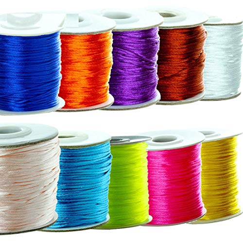 DIY Crafts Pack of 1 Roll, Color: Colorful, 80yards/lot 1.5mm Nylon Cord Satin Rattail Silk Macrame Beading Cords Threading String Kumi(Pack of 1 Roll, Color: Colorful) - Image 2