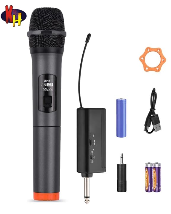 kh Dynamic Wireless Microphone, UHF Dynamic Mic with Portable Mini Receiver, Karaoke Handheld mic System 6.35mm Jack, 50-60 Feet Cordless Range for House Parties, Karaoke Singing - Image 3