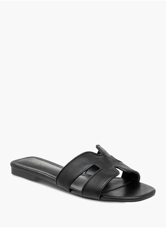 سيليست Womens Textured Slide Sandals With Slip-On Closure